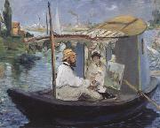 Edouard Manet Monet Painting in his Studio Boat (nn02) oil painting on canvas